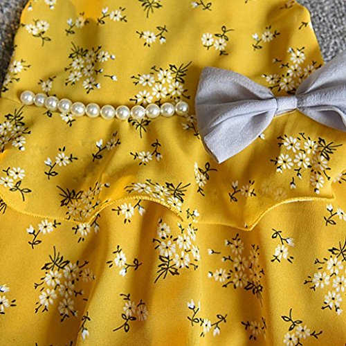 K-youth Vestidos Niñas, 3pcs Sin Mangas Tutú Vestidos Bebe Niña Trajes Ropa Chaleco Floral Camiseta + Pantalones + Sombrero De Sol Conjunto (Amarillo, 1-2 años)