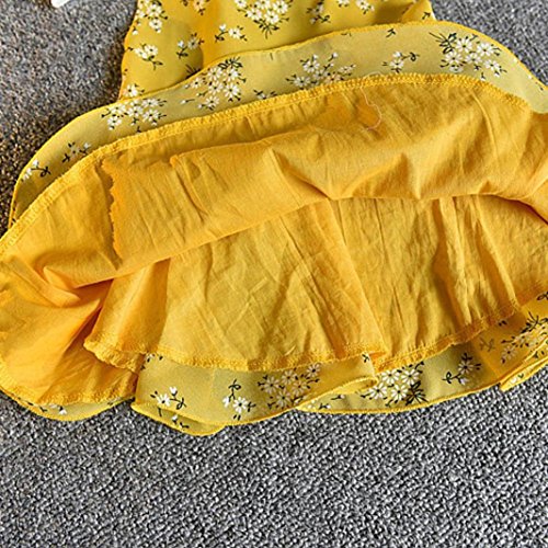 K-youth Vestidos Niñas, 3pcs Sin Mangas Tutú Vestidos Bebe Niña Trajes Ropa Chaleco Floral Camiseta + Pantalones + Sombrero De Sol Conjunto (Amarillo, 1-2 años)