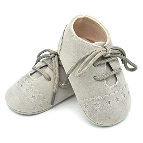 K-youth Zapatos De Bebé, Primeros Pasos para niño Zapatillas de bebé Antideslizante de Encaje hasta Zapatos 0-18 Mes (6-12Mes, Gris)