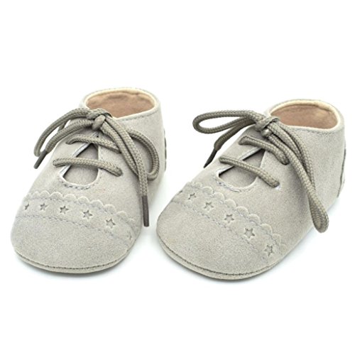 K-youth Zapatos De Bebé, Primeros Pasos para niño Zapatillas de bebé Antideslizante de Encaje hasta Zapatos 0-18 Mes (6-12Mes, Gris)