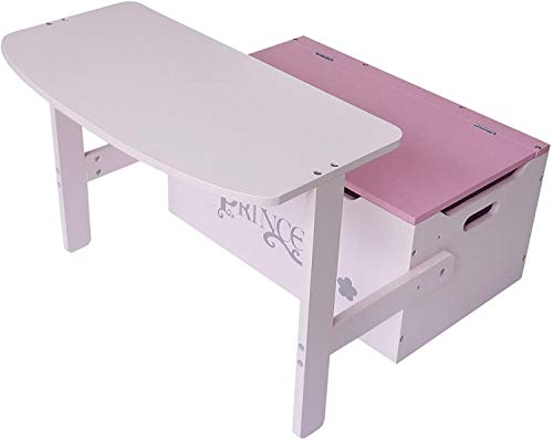 Kiddi Style Caja Almacenaje Juguetes + Banco y Mesa + Silla – Diseño Princesas - Convertible - Madera - para niños