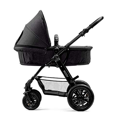 Kinderkraft Carrito Bebé 3 Piezas MOOV, Capazo, Silla Paseo, Silla Coche, Negro