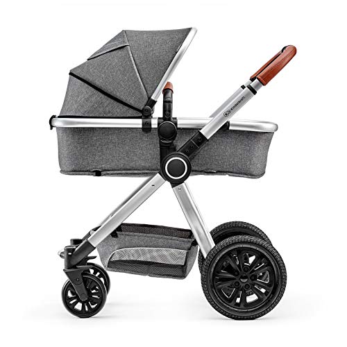 Kinderkraft Carrito Bebé 3 Piezas VEO, Silla Paseo, Asiento Coche, Capazo, Plegado, Gris