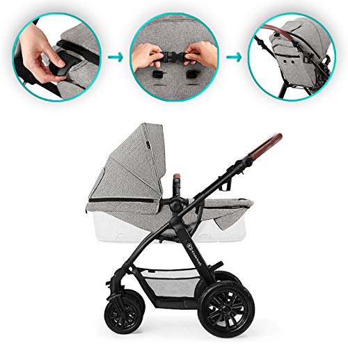 Kinderkraft Carrito Bebé 3 Piezas XMOOV, Capazo, Silla Paseo, Silla Coche, Gris