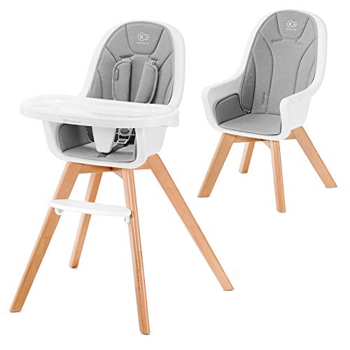 Kinderkraft Trona de Bebé TIXI, Silla Alta, Ergonómica, Ajustable, Segura, Gris