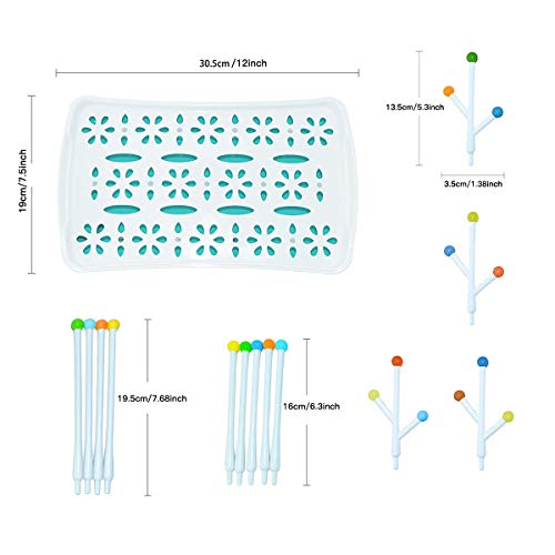 KiraKira Escurre biberones, Estante para secar los biberones del bebé,Bandeja de secado para biberones,escurridor de biberones para secar biberones y accesorios,seca biberones (azul)
