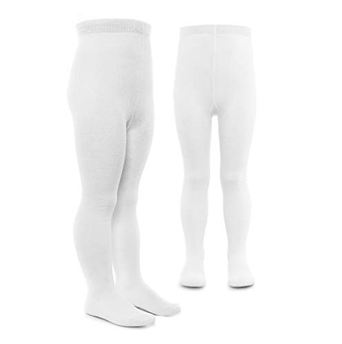 LaLoona Leotardos bebe Pack 2 Ud. - Medias elásticas para bebé niña y niño con cintura ancha y alto contenido de algodón - 50/56 (0-3 meses) - blanco