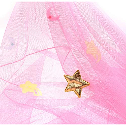 Lamdgbway - Toldo de cama para niñas que brillan en la oscuridad estrellas y la luna princesa Mosquitera colgante para cuna, regalo para decoración de cumpleaños o dormitorio infantil