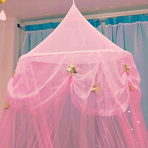 Lamdgbway - Toldo de cama para niñas que brillan en la oscuridad estrellas y la luna princesa Mosquitera colgante para cuna, regalo para decoración de cumpleaños o dormitorio infantil