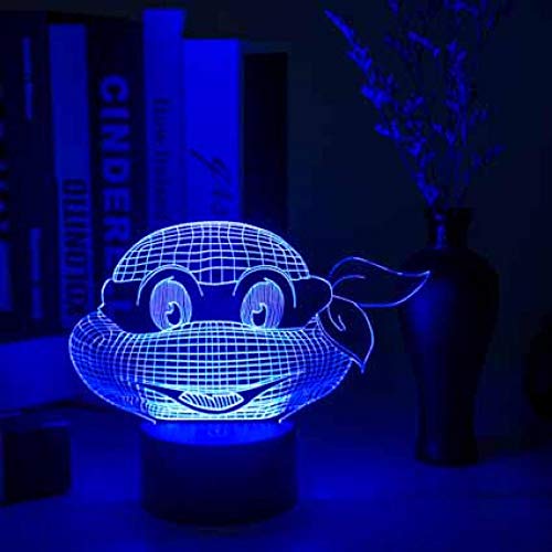 Lámpara De Ilusión De Tortugas Ninjas Mutantes Adolescentes Luz Nocturna 3D LED Creatividad 16 Cambio De Color Con Control Remoto Y Toque Inteligente Lámpara De Humor Con Usb Mejor Regalo Para Niños