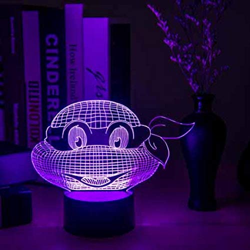 Lámpara De Ilusión De Tortugas Ninjas Mutantes Adolescentes Luz Nocturna 3D LED Creatividad 16 Cambio De Color Con Control Remoto Y Toque Inteligente Lámpara De Humor Con Usb Mejor Regalo Para Niños