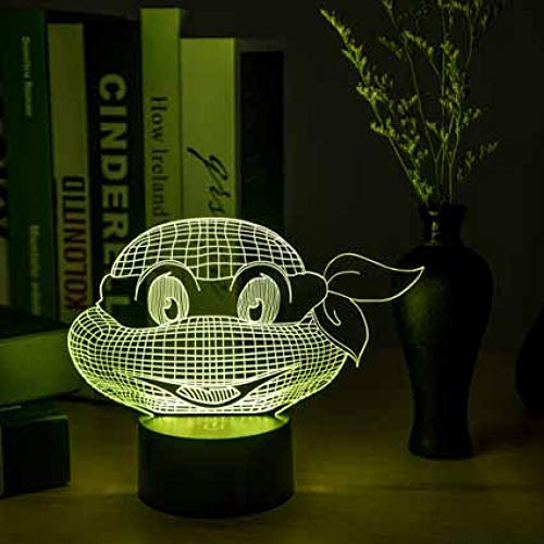 Lámpara De Ilusión De Tortugas Ninjas Mutantes Adolescentes Luz Nocturna 3D LED Creatividad 16 Cambio De Color Con Control Remoto Y Toque Inteligente Lámpara De Humor Con Usb Mejor Regalo Para Niños