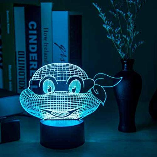 Lámpara De Ilusión De Tortugas Ninjas Mutantes Adolescentes Luz Nocturna 3D LED Creatividad 16 Cambio De Color Con Control Remoto Y Toque Inteligente Lámpara De Humor Con Usb Mejor Regalo Para Niños