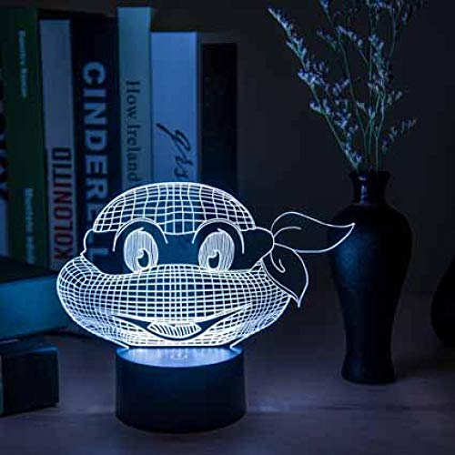 Lámpara De Ilusión De Tortugas Ninjas Mutantes Adolescentes Luz Nocturna 3D LED Creatividad 16 Cambio De Color Con Control Remoto Y Toque Inteligente Lámpara De Humor Con Usb Mejor Regalo Para Niños