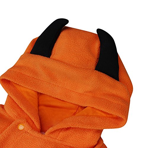 Le SSara Halloween Calabaza Enterizo con Capucha Navidad Mameluco Atuendos (3-6 Meses, Orange)