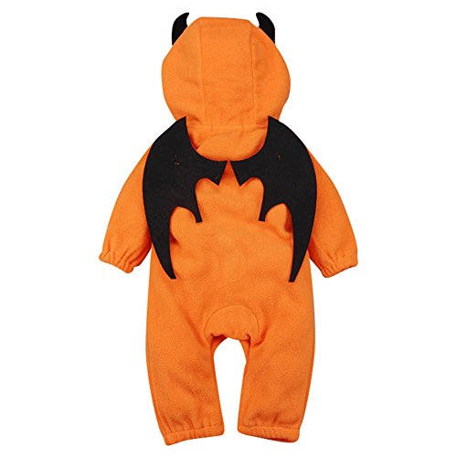 Le SSara Halloween Calabaza Enterizo con Capucha Navidad Mameluco Atuendos (3-6 Meses, Orange)