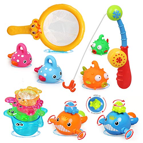 LEADSTAR Juguetes de Baño para Bebé,15PCS Juguetes Bañera Flotante con Juegos de Pesca para Bebe Niños Agua Piscina Baño Playa Regalo Bueno de Cumpleaños Navidad