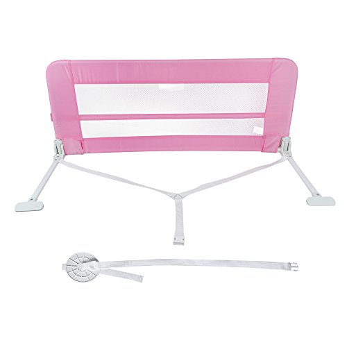 Leogreen - Barandilla de Seguridad para Cama de Bebés y Niños Pequeños, Barrera de Cama Plegable, 1,02 Metro(s), Rosado, Material: Tela de nylon