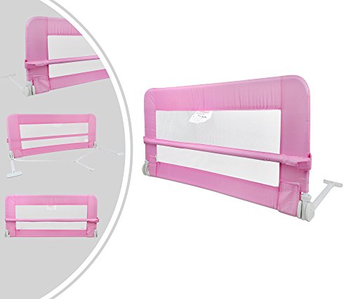 Leogreen - Barandilla de Seguridad para Cama de Bebés y Niños Pequeños, Barrera de Cama Plegable, 1,02 Metro(s), Rosado, Material: Tela de nylon