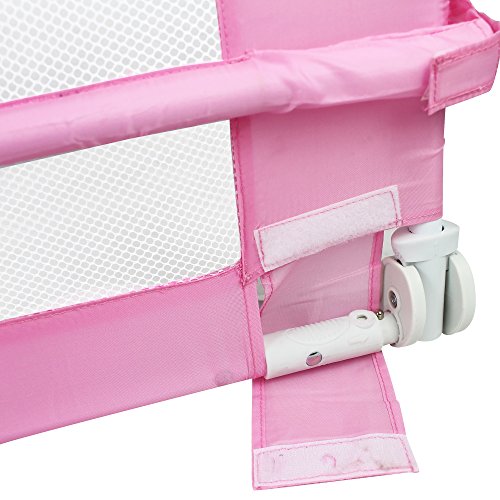 Leogreen - Barandilla de Seguridad para Cama de Bebés y Niños Pequeños, Barrera de Cama Plegable, 1,02 Metro(s), Rosado, Material: Tela de nylon