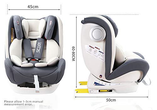 LETTAS Silla de coche Isofix grupo 0+1/2/3 (0-36 kg, desde los 0 meses hasta los 12 años) ECE R44/04