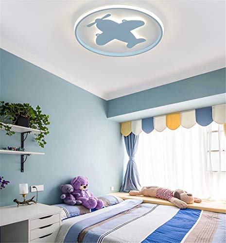 LHY LOFT Aviones LED Infantil Plafón,Infantil Lámpara De Techo,Infantil Habitación Plafón,El Modelado Lateral Glow Diseño Lámparas Decorativas,Azul