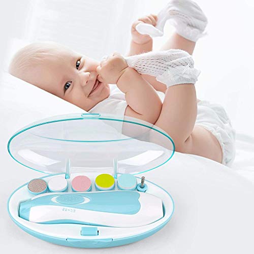 Lima de Uñas Bebe para Bebés - RIGHTWELL Cortadora de Uñas Eléctrica para Bebés 6 en 1 Set con Luz Frontal LED para Uñas y Dedos de Los Pies de Niño Recién Nacidos y Niño Pequeños