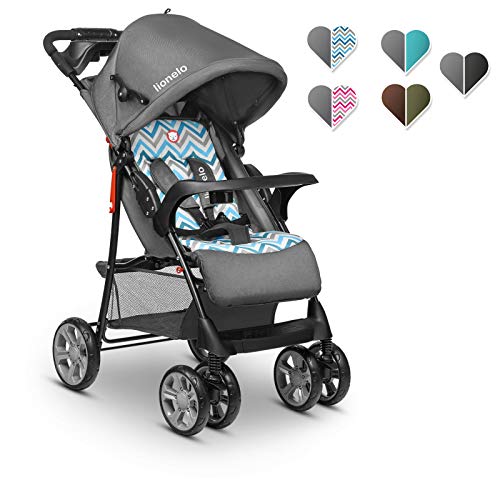 Lionelo Emma Plus - Cochecito de bebé ligero y moderno, pequeño, con posición reclinada, plegable (Blue Scandi)