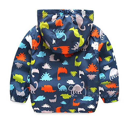 Logobeing Niño Chaqueta con Capucha, Dinosaurios Invierno Encapuchados Dibujos Abrigos Sudadera Abrigo Ropa de Abrigo Caliente (Marina, 110)