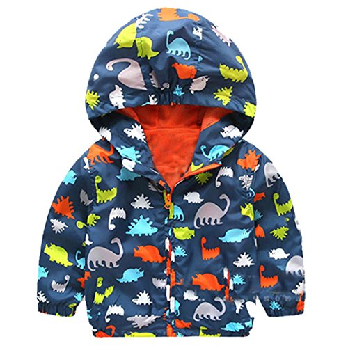 Logobeing Niño Chaqueta con Capucha, Dinosaurios Invierno Encapuchados Dibujos Abrigos Sudadera Abrigo Ropa de Abrigo Caliente (Marina, 110)