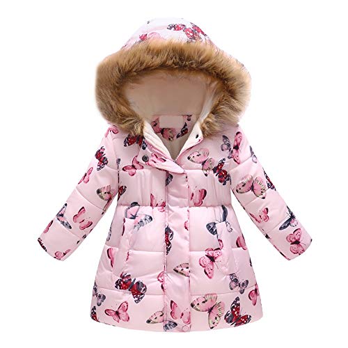 Logobeing Ropa Bebe Niña 2018 Ofertas Infantil Abrigo a Prueba de Viento con Capucha y Chaqueta de Invierno con Estampado de Dibujos Animados (2-3Años, Rosado)