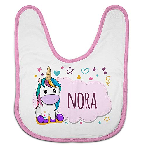 LolaPix Babero Unicornio Personalizado con Nombre o Texto. Regalos Recién Nacido. Varios Diseños a Elegir. Unicornio Rosa