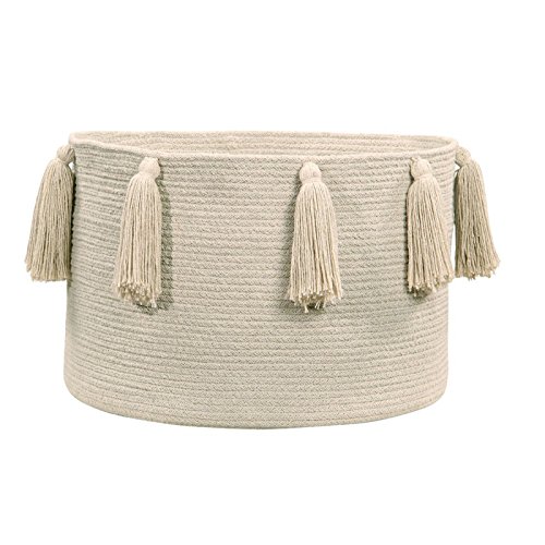 Lorena Canals Cesta Tassels 100% Algodón - Beige - 45x45x30 cm