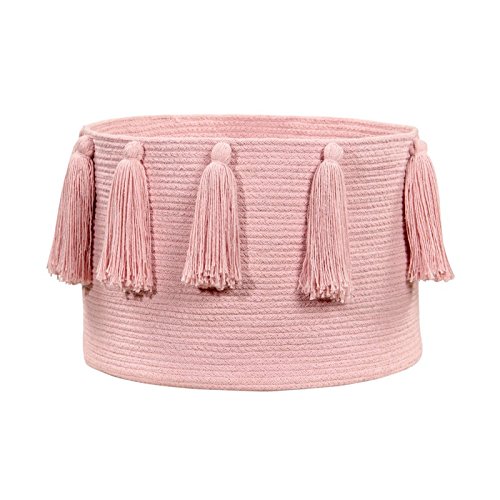 Lorena Canals Cesta Tassels 100% Algodón - Rosa - 45x45x30 cm