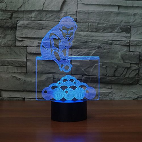 Luz de la noche 7 colores que cambian el juego Billar Hombre Lámpara de mesa Visual 3D Luces de la noche para los niños Nosotros Bebé Sueño Iluminación Regalos Decoración