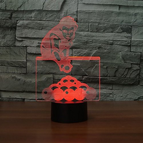 Luz de la noche 7 colores que cambian el juego Billar Hombre Lámpara de mesa Visual 3D Luces de la noche para los niños Nosotros Bebé Sueño Iluminación Regalos Decoración