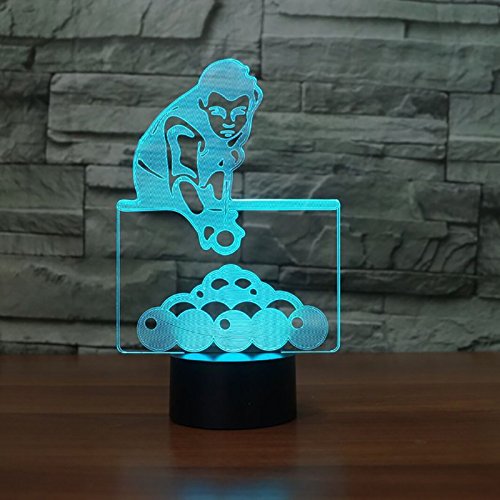 Luz de la noche 7 colores que cambian el juego Billar Hombre Lámpara de mesa Visual 3D Luces de la noche para los niños Nosotros Bebé Sueño Iluminación Regalos Decoración