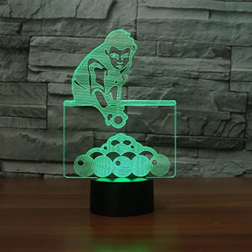 Luz de la noche 7 colores que cambian el juego Billar Hombre Lámpara de mesa Visual 3D Luces de la noche para los niños Nosotros Bebé Sueño Iluminación Regalos Decoración