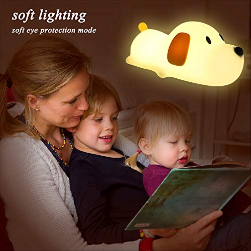 Luz de Noche Lámpara para Niños, Remebe Lindo y Suave Perro de Silicona Night Night Lamp Warm White, Cool White Ajustable Brillo para Habitación de Bebé, Dormitorio, Salas de estar, Camping