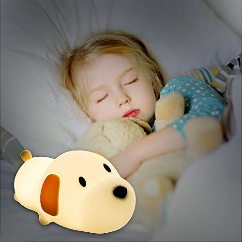 Luz de Noche Lámpara para Niños, Remebe Lindo y Suave Perro de Silicona Night Night Lamp Warm White, Cool White Ajustable Brillo para Habitación de Bebé, Dormitorio, Salas de estar, Camping