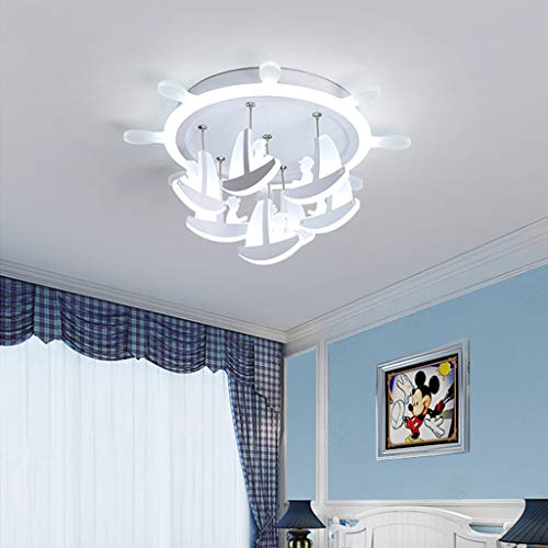 Luz De Techo Para Niños Lámpara De Techo LED Moderna Barco Pirata Diseño Creativo Regulable Con Control Remoto Para Dormitorio Sala De Estar Niñas Niños Comedor Estudio Araña,40cm/30W