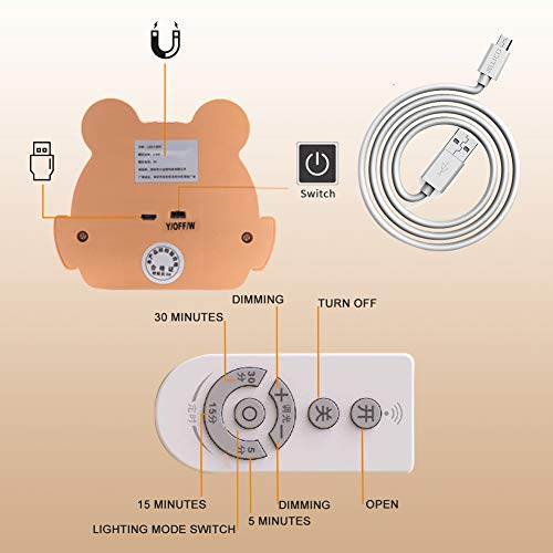 Luz Nocturna Infantil, Luz Mesita de Noche Infantil, Luz Nocturna Bebé, Lámpara de Noche de Carga USB Portátil Luz Amarilla Para Leer, Dormir y Relajarse, Luz de Noche Para Bebés en el Dormitorio