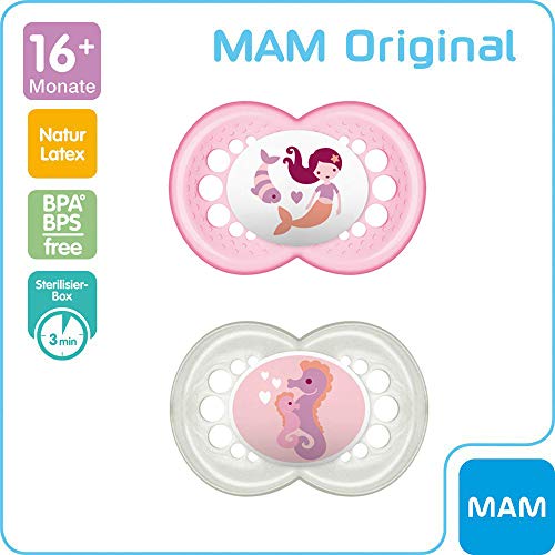 Mam Original Látex Chupete 16 +//Juego De 4//Girl Mix//Incluye 2 ster ilisi ertra port Cajas