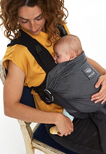 manduca Duo Portabebe > grey / gris < Innovador Sistema Click&Tie, Mochila y Fular Portabebés en Uno, Otimizado para Llevar Delante del Vientre, para Recién Nacidos & Bebés (3,5-15 kg)