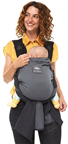 manduca Duo Portabebe > grey / gris < Innovador Sistema Click&Tie, Mochila y Fular Portabebés en Uno, Otimizado para Llevar Delante del Vientre, para Recién Nacidos & Bebés (3,5-15 kg)