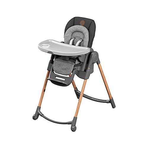 Maxi-Cosi Minla trona Evolutiva, reclinable y plegable, 6 en 1 trona convertible, silla para niños, trona portátil de viaje e Asiento Elevador, crece con el niño 0 meses - 7 años, essential graphite