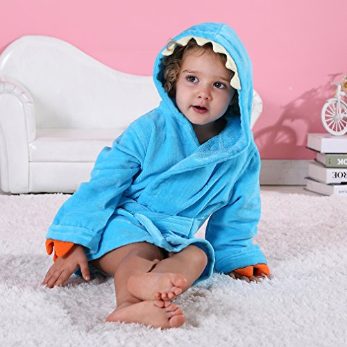 MICHLEY Bebé Ropa Niños Niñas Albornoz Capucha manta Toalla Pijamas Baño Algodón Animale para (Azul 3-5T)