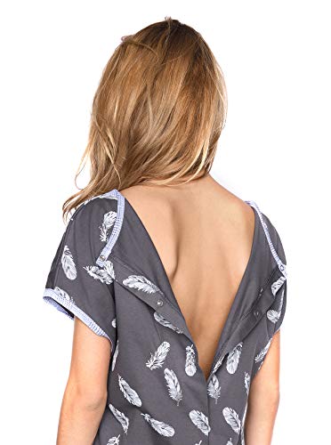 MijaCulture 3 en1 Camisón para el Parto Camisón de Maternidad & alimentación amamantamiento 4123 (38 EU/M, Grafito/Plumas)