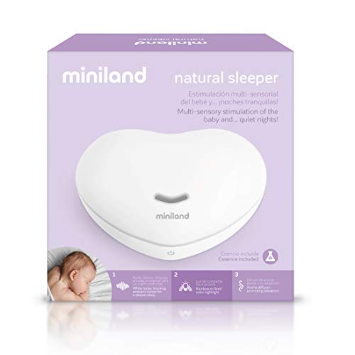 Miniland Natural Sleeper - Estación de sueño para bebés. Ayuda para dormir bebés, estimulación multisensorial con ruido blanco, luz y aroma.