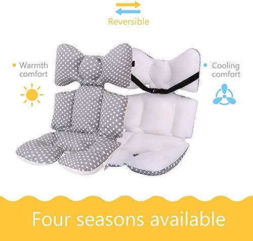 Miracle Baby Cojín Carro Bebe,Colchoneta Silla Paseo Universal,Colchoneta Silla Paseo Transpirable 100% Algodón,Colchoneta Silla Bebe Uso de Doble Cara para Bebe,70 * 38cm，Punto gris